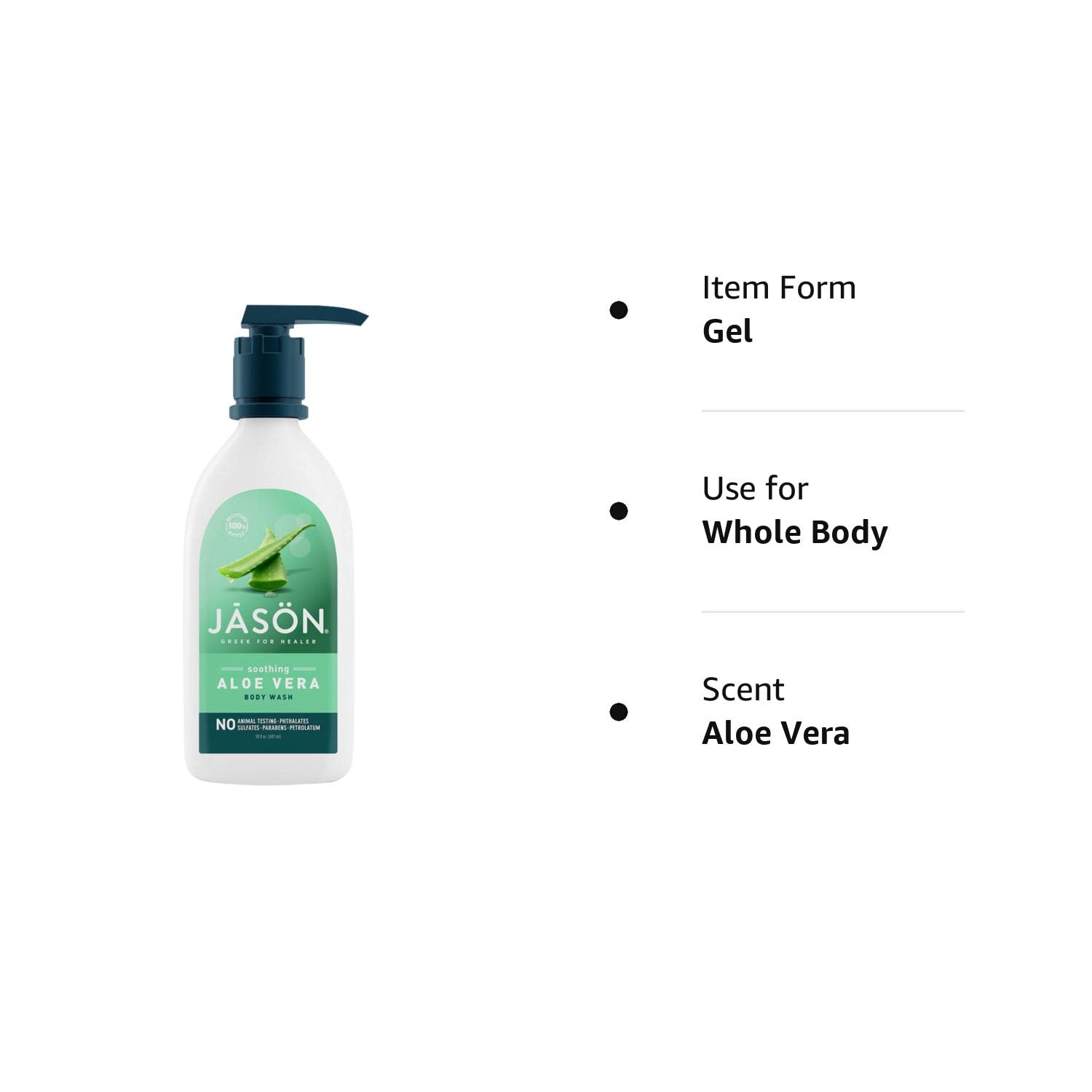 JASON Aloe Vera Shower Gel Body Wash - Soothing, Gentle Clean Feeling, 30 Fluid Ounces