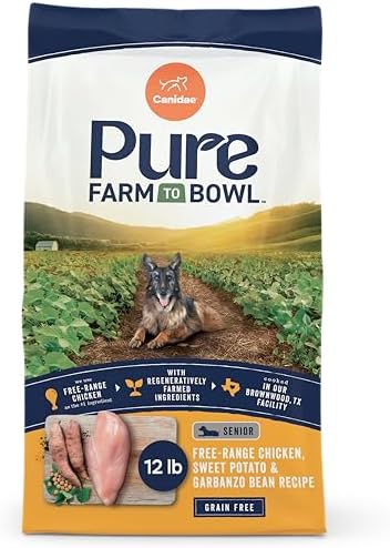 Canidae Pure Farm to Bowl Dry Senior Dog Food - Limited Ingredient Formula - Grain, Wheat & Soy-Free - Senior Dog Friendly - 22 lb - Free-Range Chicken, Sweet Potato & Garbanzo Bean Recipe