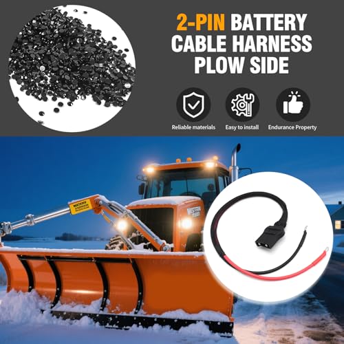 Anxingo 21294 2-Pin Battery Cable Harness Plow Side, Replacement for Western Unimount and Ultramount Straight Blade Plows, Replaces 8245