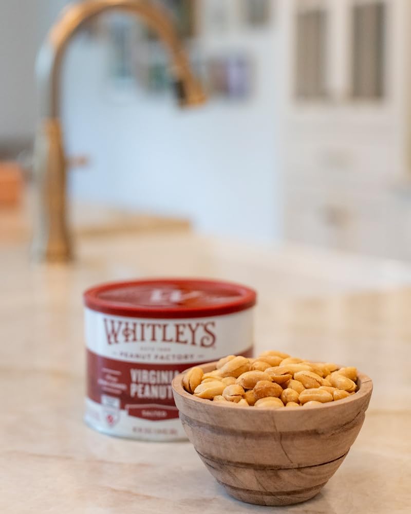Whitley’s Salted Virginia Peanuts, Super Extra Large, Home Cooked 40 oz | Small Batch Roasted, Hand Seasoned, Vacuum-Sealed Tin, Coconut & Peanut Oil, Gluten Free, Cholesterol Free, 2.5 Pounds