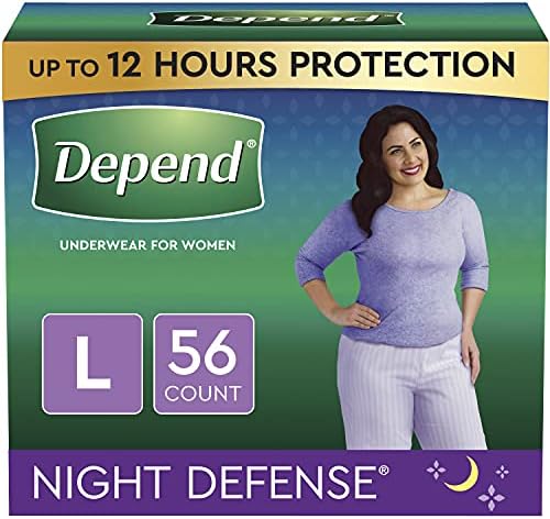 Depend Night Defense Adult Incontinence & Postpartum Bladder Leak Underwear for Women, Disposable, Overnight, Large, Blush, 14 Count
