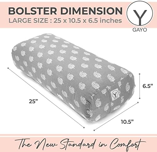 Y O GAYO Yoga Bolster - Made with 100% Cotton, Yoga Pillow Set Includes Extra Washable Cover and Carry Bag