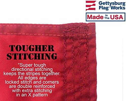5x8' Battle-Tough® US Flag, Durable All-Weather Nylon American Flag, Sewn Stripes and Embroidered Stars for Outside, Made in USA by Gettysburg Flag Works