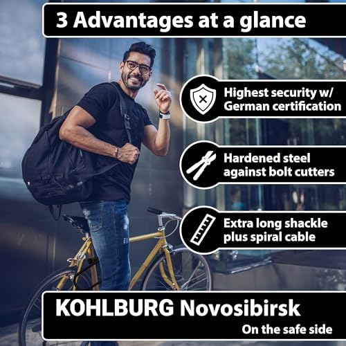 KOHLBURG Highest Security U Lock [Sold Secure Diamond] Bike Lock, 4 Keys