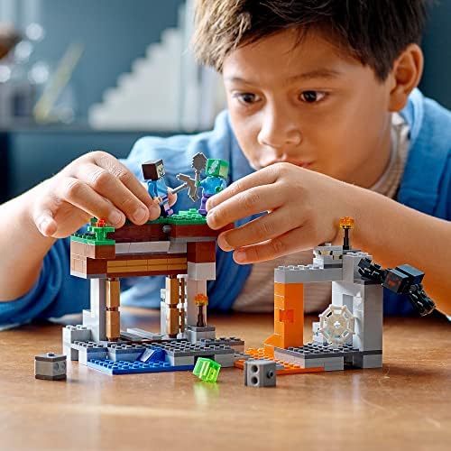 Lego Minecraft The Abandoned Mine Building Toy, Zombie Cave with Slime, Steve & Spider Figures, Gift idea for Kids, Boys and Girls Age 7 Plus 21166