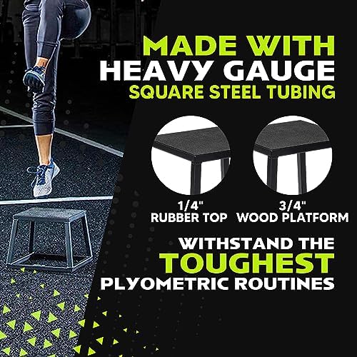 Rage Fitness Steel Plyo Box 12-18-24 Inch High Anti-Slip Pre-Assembled Plyometric Jump Box for Home Gym Conditioning and Strength Training (Sold
