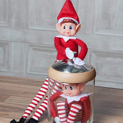 Glow Set of 2 Naughty Little Xmas Elves - Playful Elf Figure with Soft Body, Vinyl Face, Hook and Loop Grip Elves Behavin’ Badly Christmas Family Elfie Elvie Toy Boy Girl