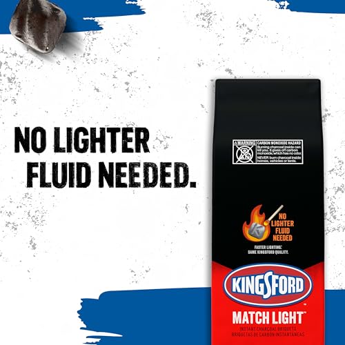 Kingsford Match Light Instant Charcoal Briquettes, BBQ Charcoal for Grilling, Ready in 10 Minutes, No Lighter Fluid or Starter Needed, 12 lbs