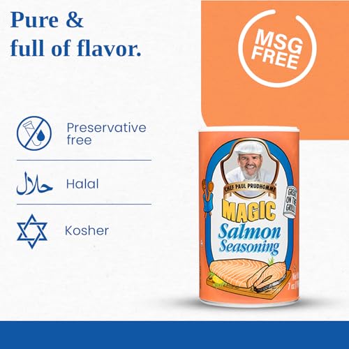 Chef Paul Prudhomme's Salmon Magic Seasoning, With Herbs & Spices, Seafood for Cooking, Fish Blend, Kosher & Halal Certified, 7 oz, 3-Pack