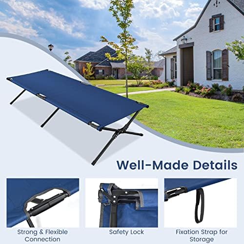 Goplus Folding Camping Cot with Carrying Bag, Portable Lightweight Outdoor Sleeping Bed for Adults Kids, 300LBS Weight Capacity
