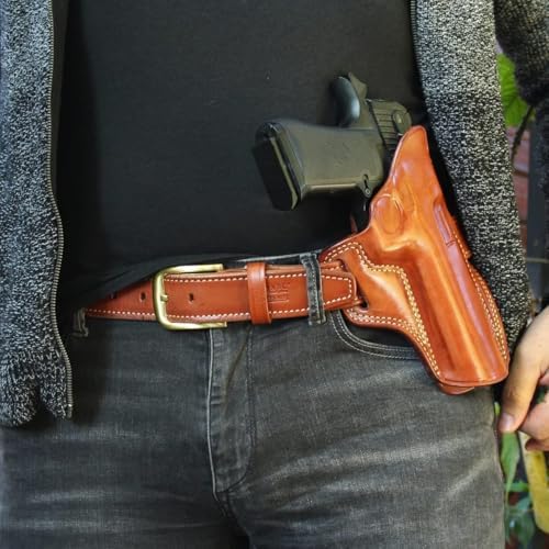 Premium The Ultimate Leather OWB Pancake Holster Fits, Desert Eagle All Calibers with 6” Barrel, Right Hand Draw, Brown Color