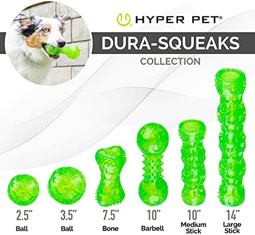 Hyper Pet Dura-Squeaks Stick Dog Toy, Large, Green