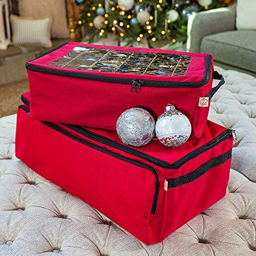 Santa's Bags Christmas Ornament Storage Box, 48 (3") Ornaments | Acid-Free Removable Trays with Separators
