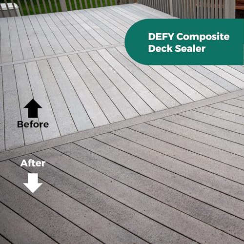 DEFY Extreme Composite Deck Sealer – Crystal Clear Waterproof Sealant for Wood & Composite Surfaces with Zinc Nano-Technology