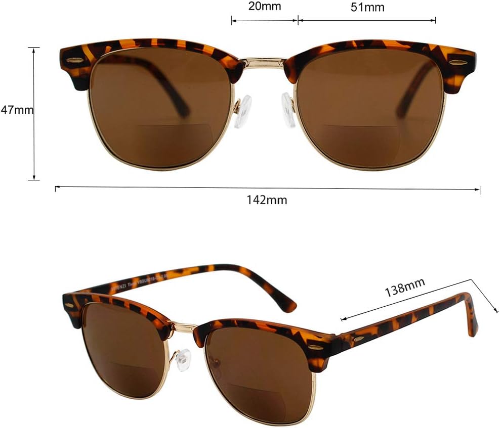 VITENZI Bifocal Sunglasses for Men Women Semi Rimless Reading Sun Tinted Glasses with Readers - Tivoli
