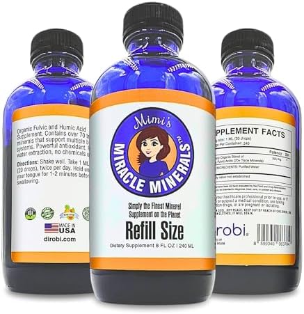 Mimi's Miracle Minerals – Fulvic & Humic Acid Supplement with 72+ Ionic Trace Minerals, Energy, Hair & Nail Growth Support, Organic Plant-Derived Liquid Drops, 4 oz