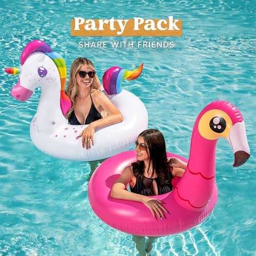 JOYIN 2-Pack Flamingo Unicorn Pool Float - Fun Floaties Inflatable Swimming Pool Tubes Toys Party Decorations