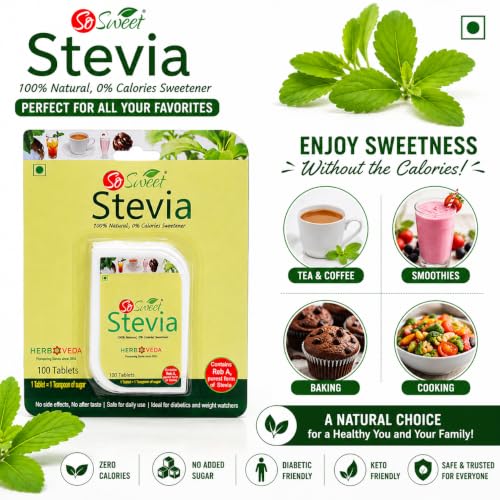 So Sweet Stevia 500 Tablet Dispenser - Natural Sweetener, Zero Calories, Keto-Friendly, Sugar Substitute, No Artificial Flavors, Convenient Travel Size