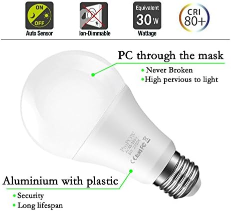Dusk to Dawn Light Bulb, Sensor LED Bulbs Smart Lights Bulb 5W A19 Automatic On/Off