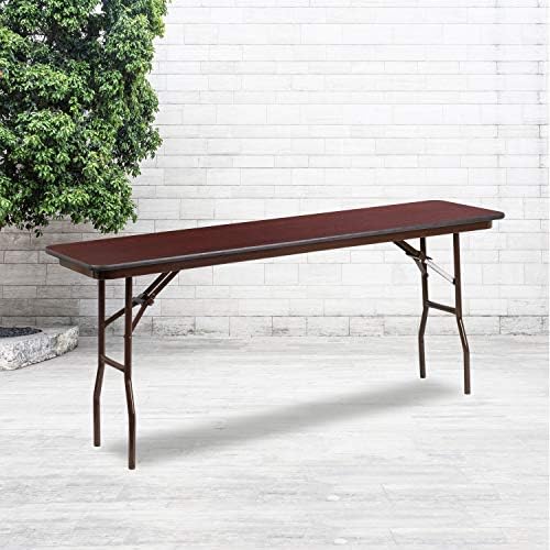 EMMA + OLIVER 6-Foot Mahogany Melamine Laminate Folding Training/Seminar | Table, Event Table