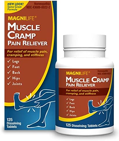 MagniLife Muscle Cramp Pain Relief Quick-Dissolve Tablets, 125 Count, Quinine-Free Homeopathic Medicine for Leg, Foot, Hip, Joint & Back Pain Relief