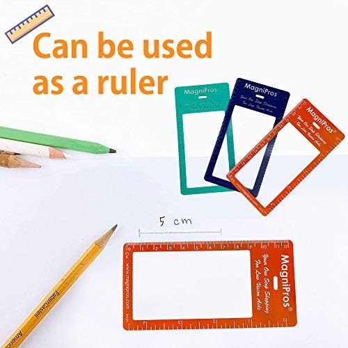 MAGDEPO 3X Magnifier Bookmark Ruler, Credit Card Size Magnifier, Card Protector with Magnifying Lens