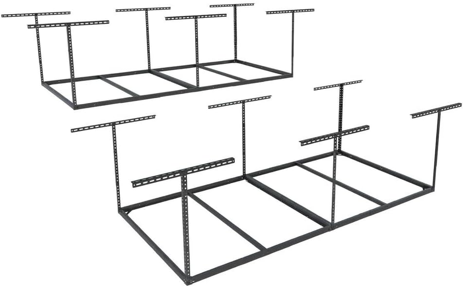 FLEXIMOUNTS 4x8 Overhead Garage Storage Rack, Without Decking, Black