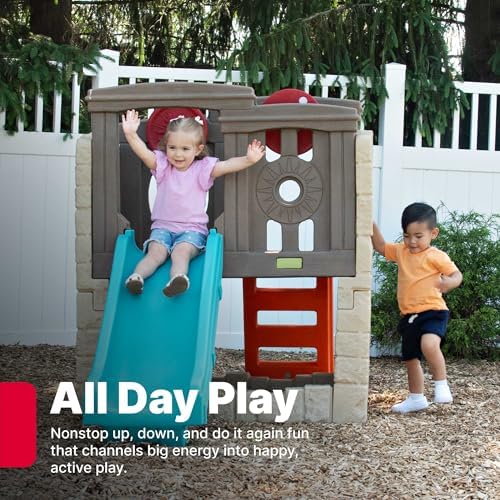 Step2 Woodland Climber II Kids Playset, Ages 2 –6 Years Old, Toddler Slide and Climbing Wall, Outdoor Playground for Backyard, Sturdy Plastic Frame