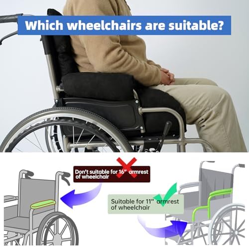 Wheelchair Cushions，Pressure Pain Relief Accessories with Armrest Covers. Supports Coccyx & Back, Non-Slip. Fits 18" Wheelchair with Full Arms, Blue.