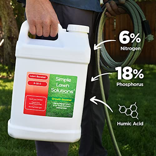 Extreme Grass Growth Lawn Booster- Liquid Spray Concentrated Starter Fertilizer with Humic Acid- Any Grass Type- Simple Lawn Solutions (32 oz. w/Sprayer)