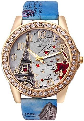 Wholesale PU Leather Strap Watch Mother Day Gift Bling Rhinestone Accented Eiffel Tower Ladies Women Watches