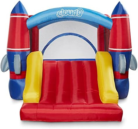 Cloud 9 Inflatable Bounce House and Blower, Rocket Theme Bouncer for Kids with Slide, Includes Stakes and Repair Patches