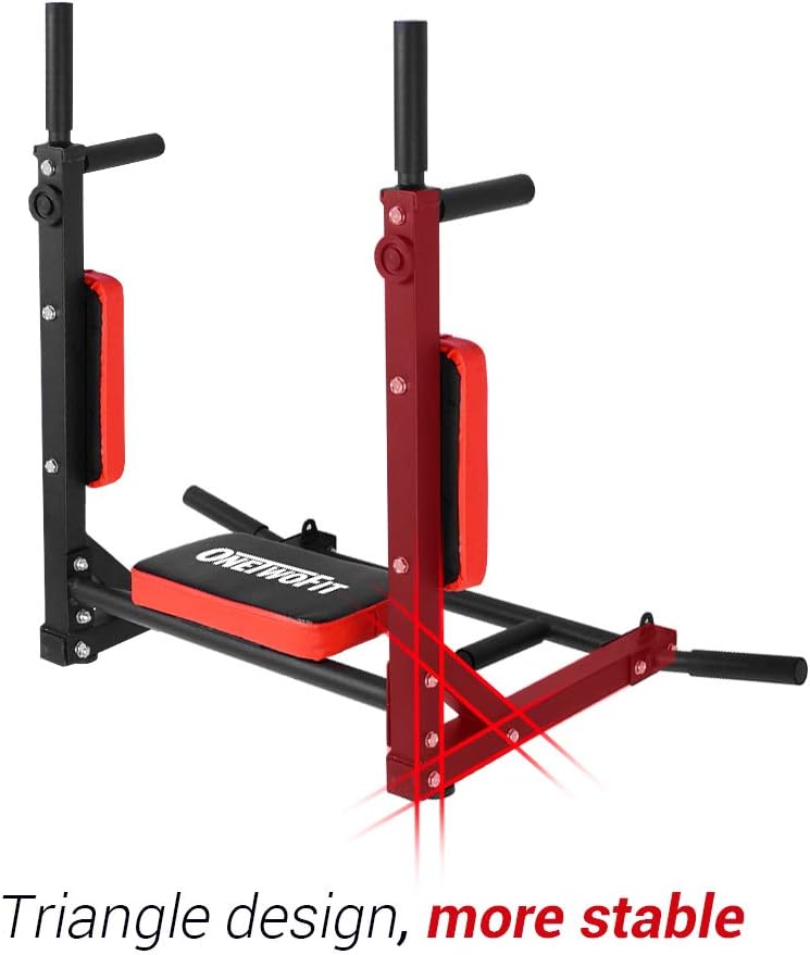 OneTwoFit Multifunctional Wall Mounted Pull Up Bar Chin Up bar Dip Station for Indoor Home Gym Workout
