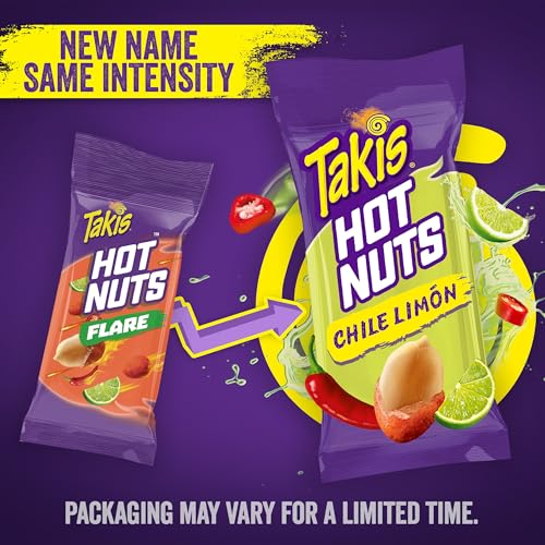 Takis Fuego Hot Nuts 12 pc / 3.2 oz Snack Size Box, Hot Chili Pepper & Lime Flavored Extreme Spicy Double-Crunch Peanuts