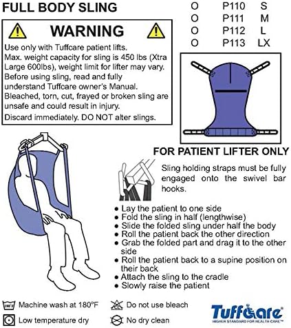Full Body Sling (Medium) Compatible with Tuffcare, Hoyer, Invacare, McKesson, Drive, Lumex, Medline, Joerns and Other Patient Lifts