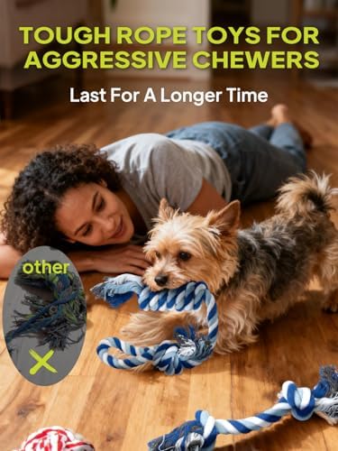 TwoEar Dog Rope Toy 4 Pack - Puppy Teething Toys for Small Breed