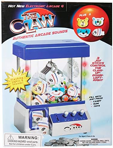 Claw Machine - Arcade Mini Toy Grabber Machine for Kids - Candy Machine- Retro Carnvial Music & Flashing Lights- Best Birthday Gift Game. Use Gumballs