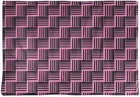 Dana Strider Black & Color Basketweave Stripes Table Placemat, 18 x 14, Pink