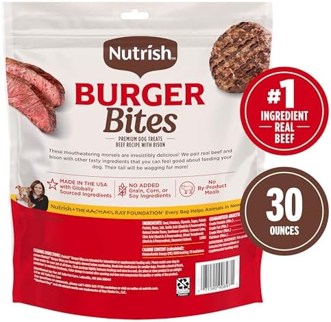 Nutrish Burger Bites Dog Treats, Beef Recipe, 12 oz. Pouch (Rachael Ray)