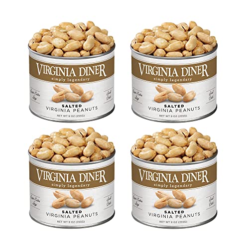 Virginia Diner Salted Virginia Peanuts - XL Gourmet Peanuts Non-GMO, Preservative Free Gifts from Virginia Since 1929-18 Oz Can