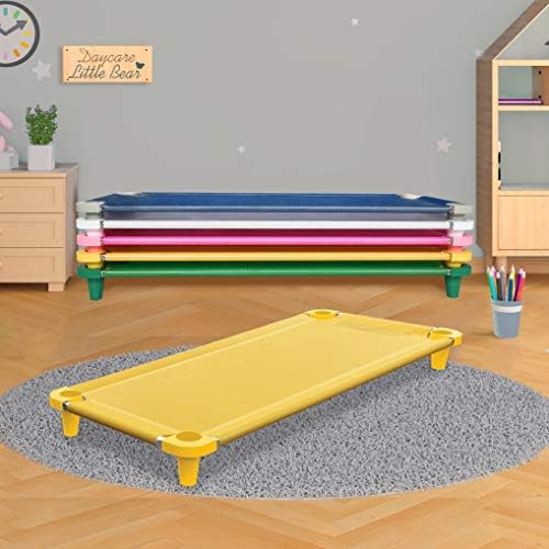 Acrimet Toddler Cot Bed for Kids, Travel, Day Care, 52" x 21" Yellow 1 Pack | Portable, Stackable Design