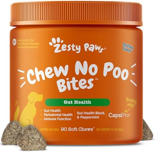 Zesty Paws Chew No Poo Bites for Dogs - Coprophagia Relief - Stool Eating Deterrent Soft Chews for Dogs - Gut