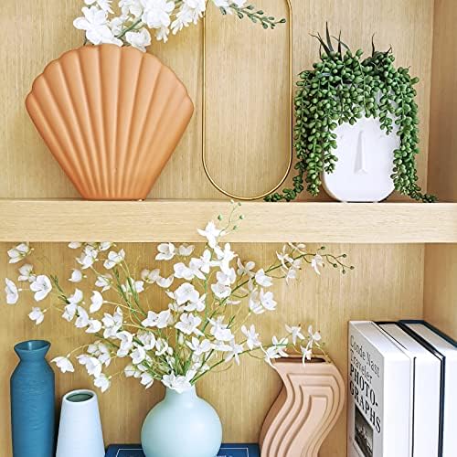 4 pcs Artificial Hanging Succulents Faux Burro's Tail Picks Trailing String of Pearls Succulent Fake Greenery Sprays 13.4" L for Basket Planter