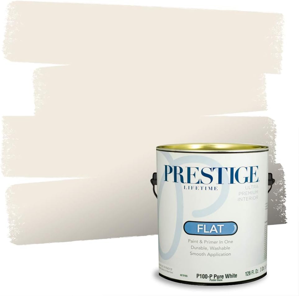 PRESTIGE Paints Exterior Paint and Primer In One, 1-Gallon, Semi-Gloss, Comparable Match of Sherwin Williams* Pure White*