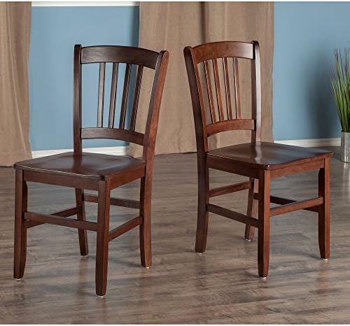 Winsome Madison Seating, Walnut Medium | Classic Backed Kitchen & Dining Room Chairs, Simple & Elegant Home Seating Solution, Great for Office