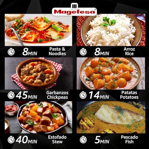 MAGEFESA Chef 23-Quart Aluminum Pressure Cooker – Stainless Steel Lid, Thermodiffusion Base, 3 Safety Systems, Fast & Even Cooking