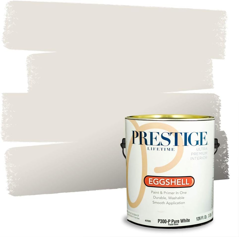 PRESTIGE Paints Exterior Paint and Primer In One, 1-Gallon, Semi-Gloss, Comparable Match of Sherwin Williams* Pure White*