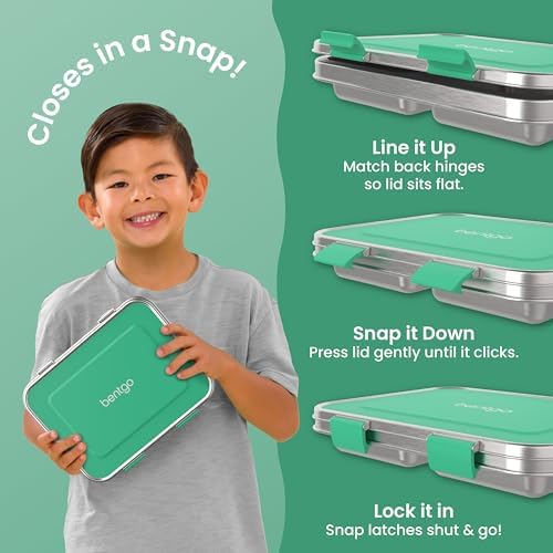 Bentgo Kids Stainless Steel Leak-Resistant Lunch Box, 3 Compartments