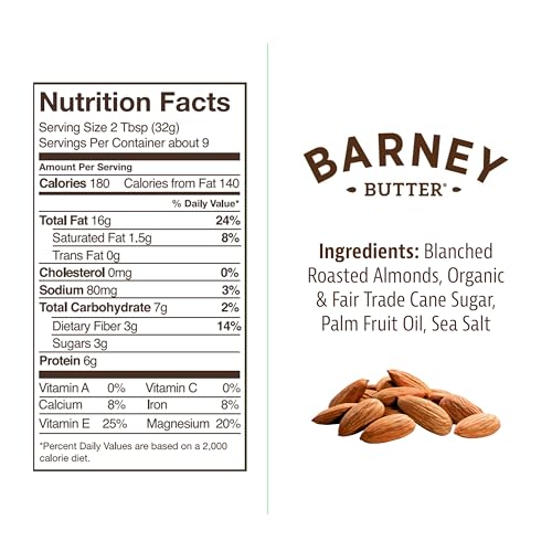 Barney Butter Almond Butter, Smooth, 16 Ounce Jar, Skin-Free Almonds, No Stir, Non-GMO, Gluten Free, Keto, Paleo, Vegan