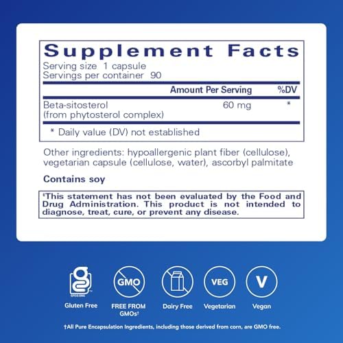 Pure Encapsulations Beta-Sitosterol | Supplement for Urinary Flow and Health* | 270 Capsules | Men's Supplement for Urinary Flow and Health*, Plant Sterol Formula, Hypoallergenic, Gluten-Free, Dairy-Free